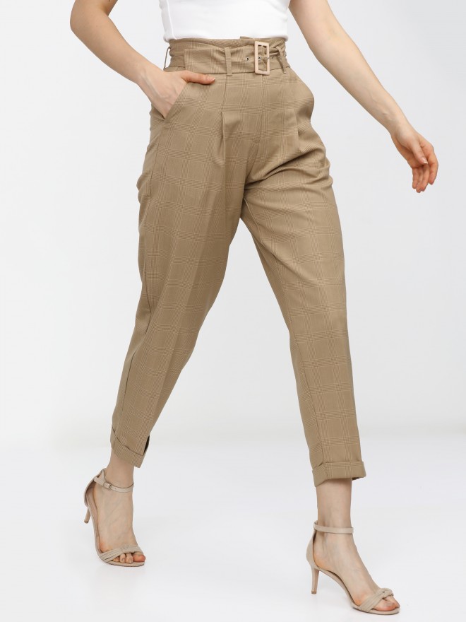 Buy Beige Paperbag Trousers Online  Aarke India Store View