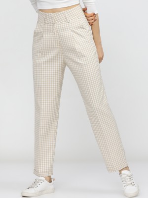 Checked Straight Fit Casual Trousers 