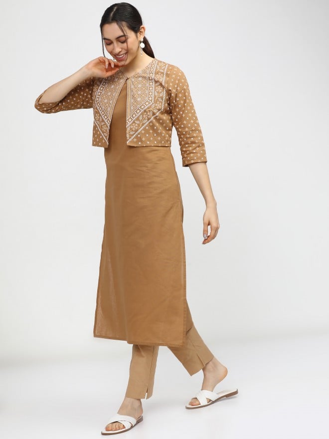 Buy Vishudh Brown Kurta With Jacket for Women Online at Rs.481 - Ketch