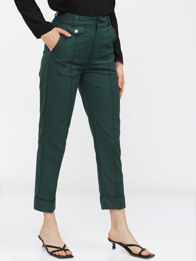 Buy Dollar Missy Women Pack of 1 Straight Fit Solid Cigarette Trousers Forest  Green Online at Best Prices in India  JioMart
