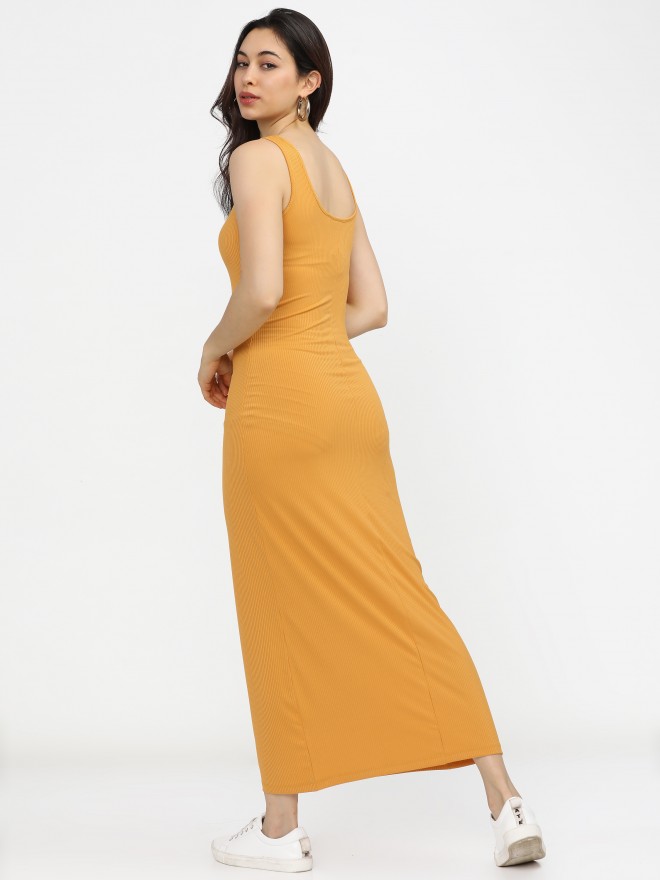 Mustard bodycon hotsell midi dress