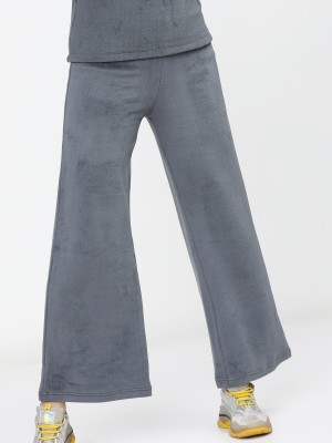 Solid Flared Casual Trousers 