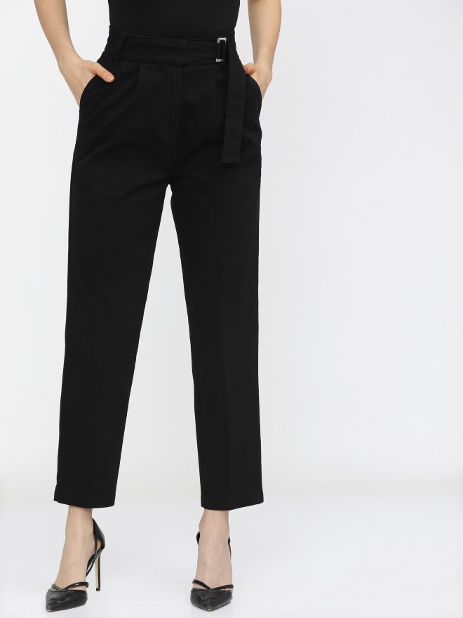 Trousers | Black Smart Tapered Trousers | Wallis