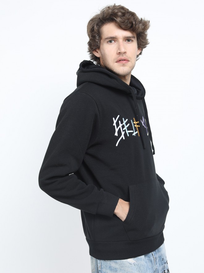 Buy Highlander Black Printed Long Sleeve Hoodie Sweatshirt for Men