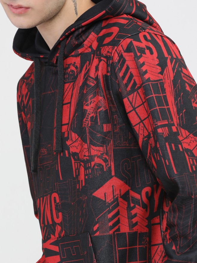 Red hoodie black on sale sleeves