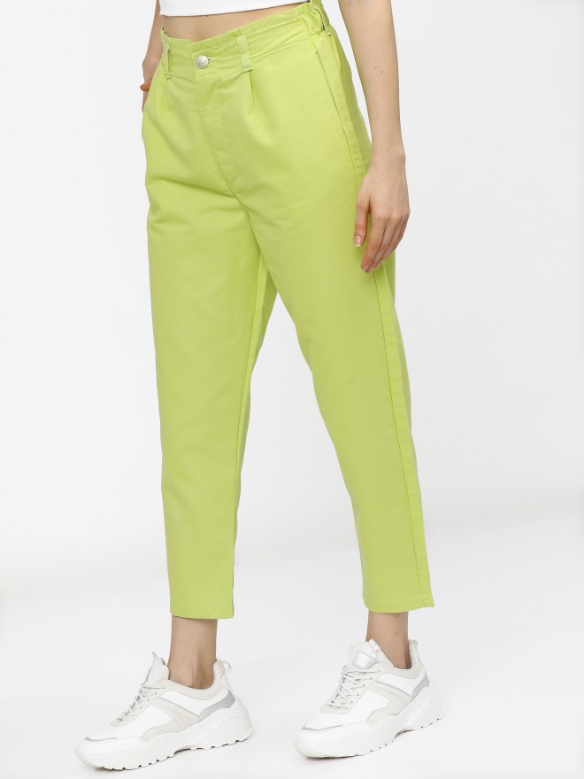 Women's Pants Solid High Waist Wide Leg Pants Lime Green S - Walmart.com