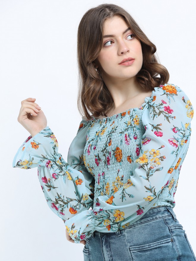 Buy Tokyo Talkies Light Blue Printed Top for Women Online at Rs.439 - Ketch