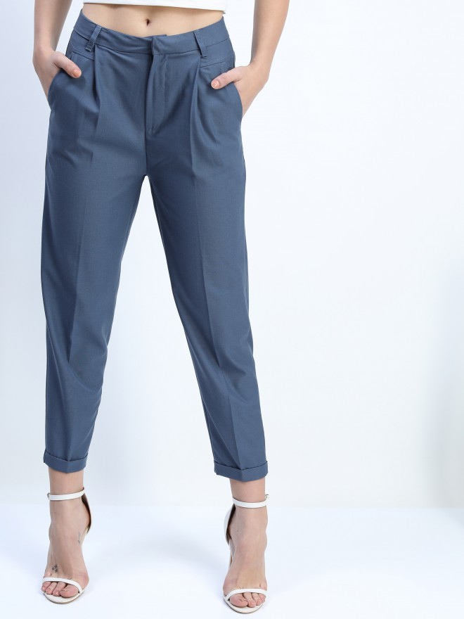 Womens Super Stretch Tapered Tailored Trouser  Boohoo UK