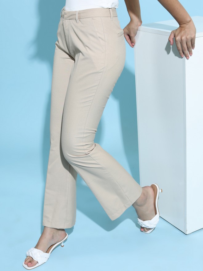 Buy Madame Women Beige Trousers at Amazonin