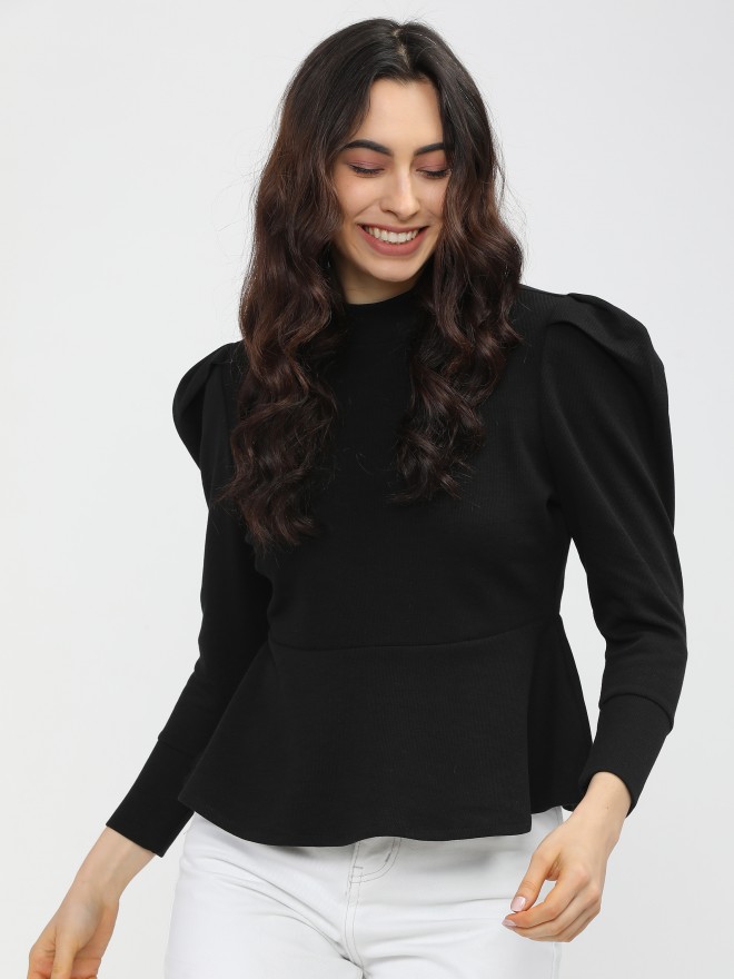 Buy Tokyo Talkies Black Knited Solid Top for Women Online at Rs.450 - Ketch