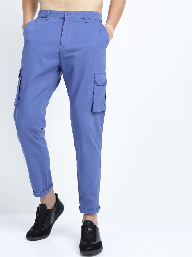 Buy t-base Men's Blue Regular Fit Cargo Pants for Men Online India