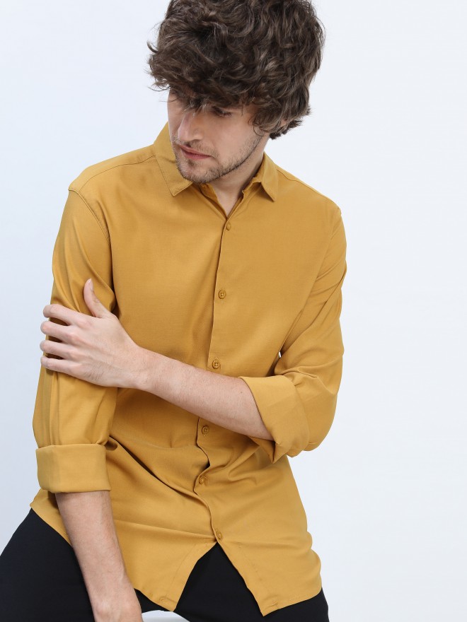 Buy Highlander Mustard Slim Fit Solid Casual Shirt for Men Online at   - Ketch