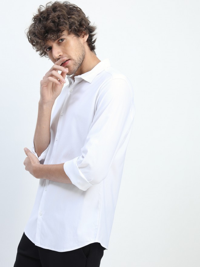 Buy Highlander White Party Wear Solid Shirt for Men Online at  - Ketch