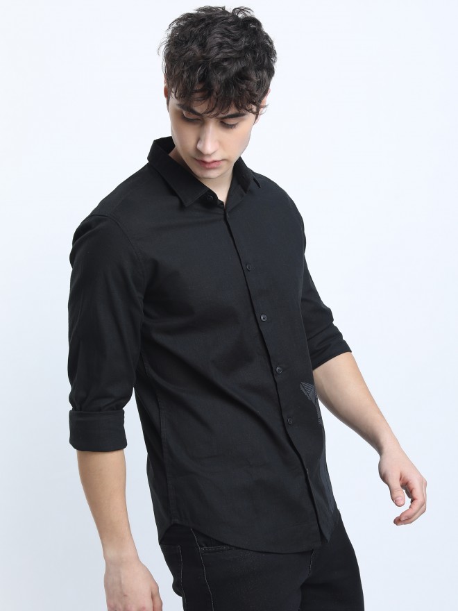 Buy Ketch Black Slim Fit Printed Casual Shirt for Men Online at Rs.489 ...