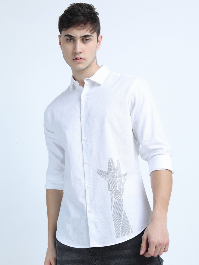 Buy Ketch White Slim Fit Printed Casual Shirt for Men Online at Rs.402 ...