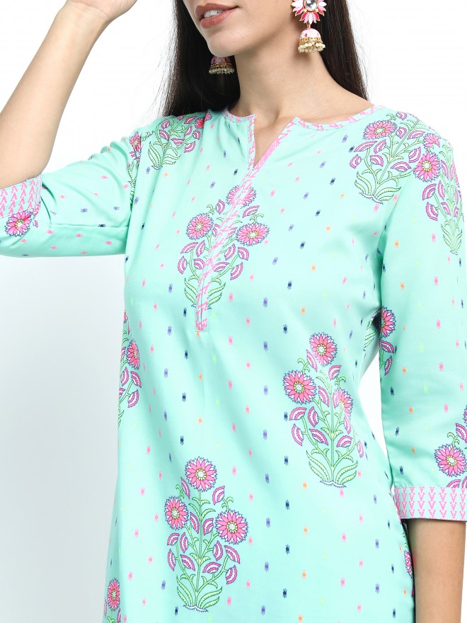 Vishudh Women Blue Printed Kurta Sets 