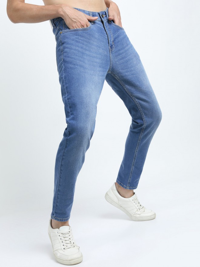 Buy Highlander Light Blue Tapered Fit Stretchable Jeans for Men Online ...