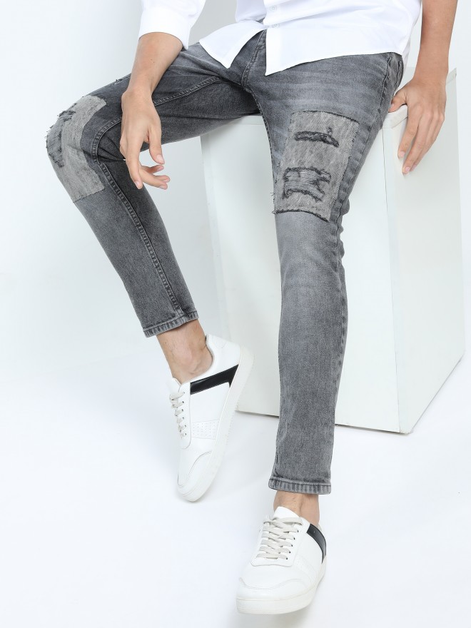 Buy Highlander Grey Skinny Fit Highly Distressed Stretchable Jeans