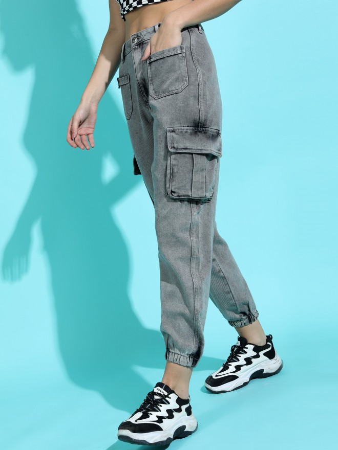Buy Tokyo Talkies Light Grey Jogger Jeans for Women Online at Rs