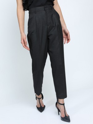 Solid Tapered Fit Casual Trousers 