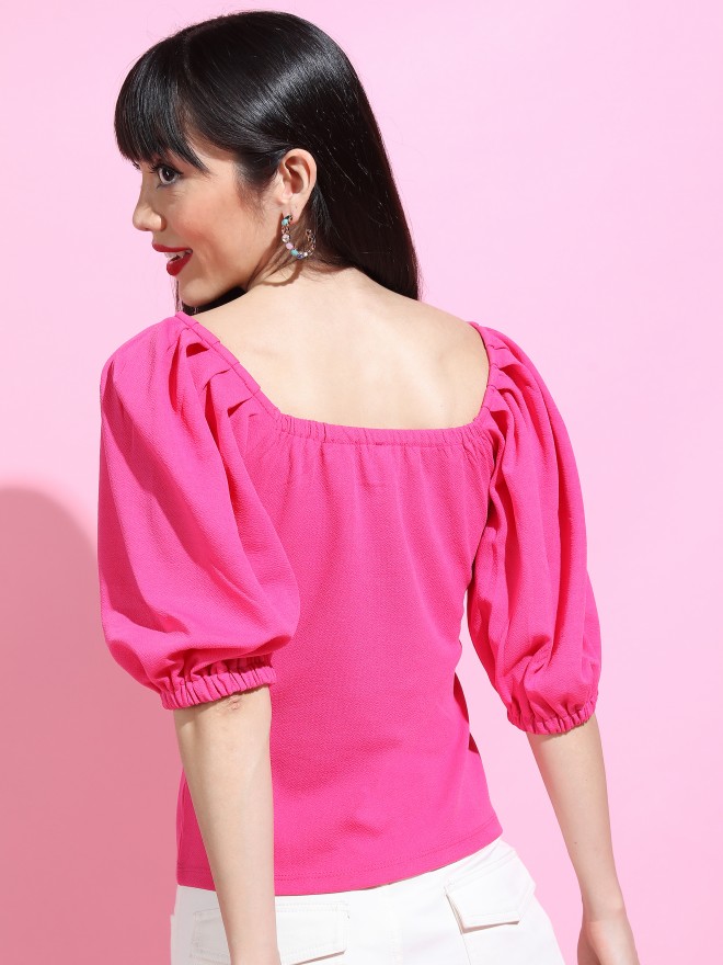 Tokyo Talkies Women Pink Solid Regular Tops 