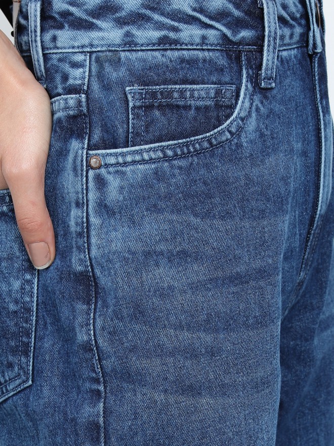 Tokyo Talkies Women Blue Straight Fit Mildly Distressed Jeans