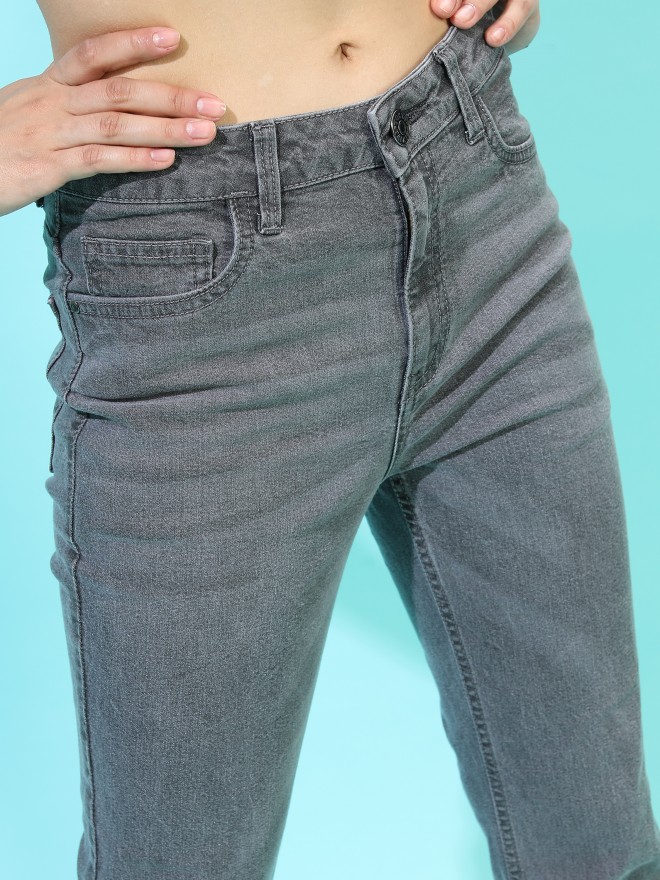 Tokyo Talkies Women Grey Bootcut Clean Look Jeans
