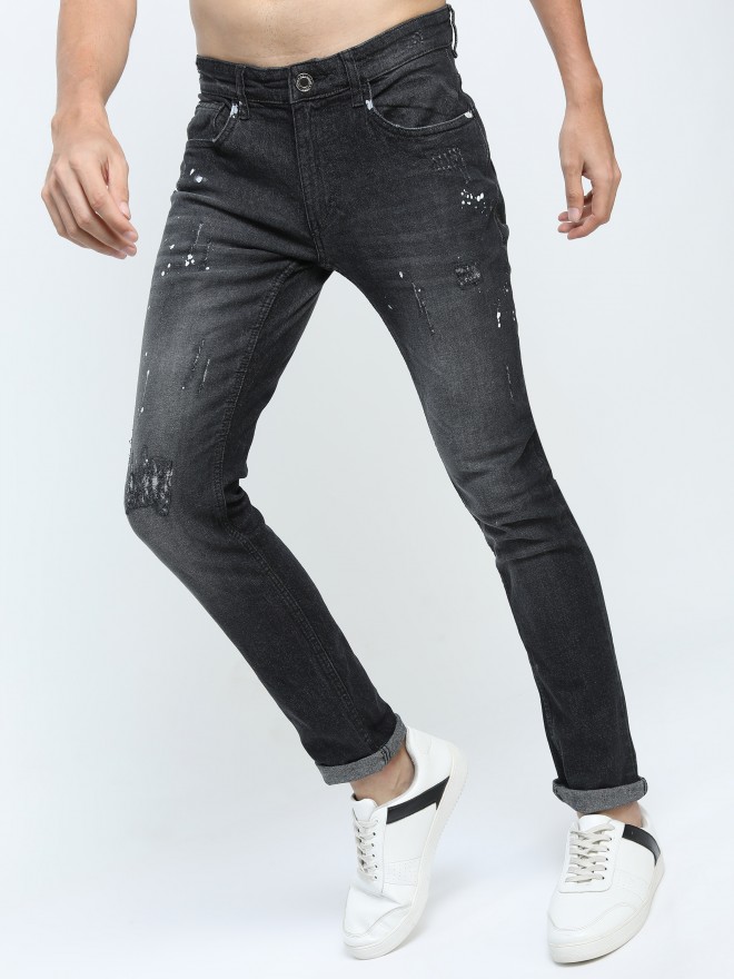 Buy Highlander Black Slim Fit Mildly Distressed Stretchable Jeans for ...