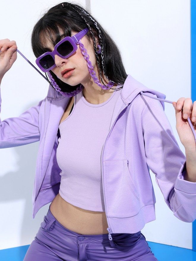 Buy Tokyo Talkies Lavender Hooded Sweatshirt for Women Online at Rs.527 ...