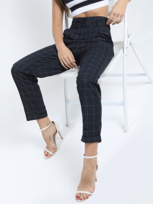 Checked Straight Fit Casual Trousers 