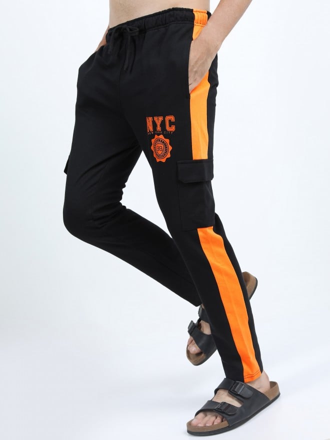 Buy Locomotive Black/Yellow Slim Fit Track Pants for Men Online at Rs.424 -  Ketch