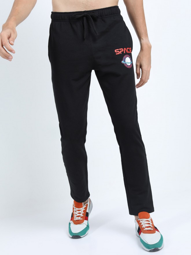 Highlander Men Black Slim Fit Track Pants