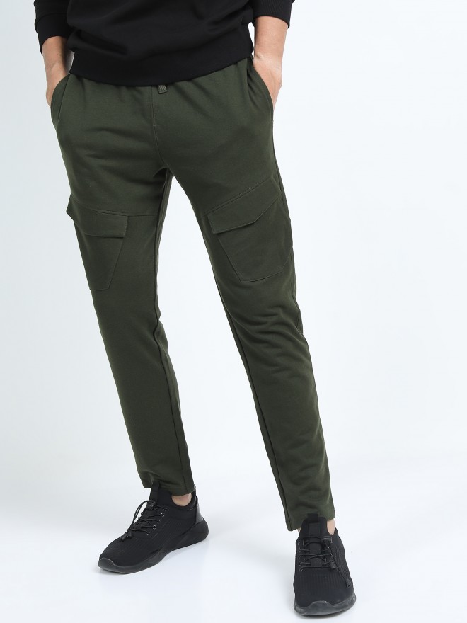 Cotton Slim Fit Men Dark Green Formal Trouser Machine wash Size 2840