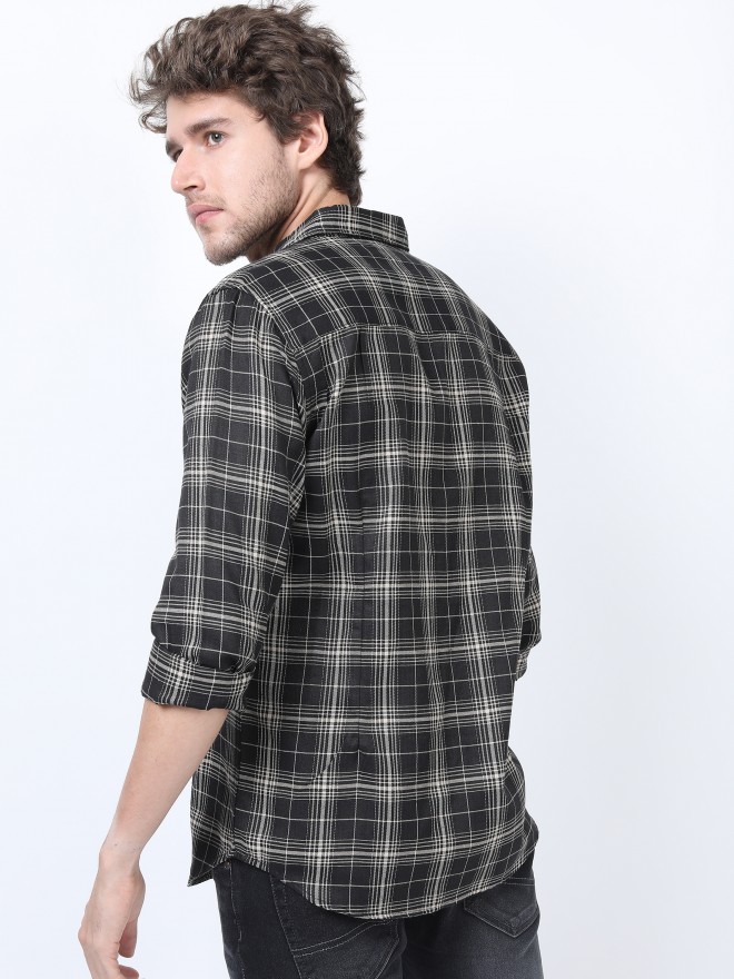 Buy Locomotive Black/Grey Slim Fit Checked Casual Shirt for Men Online at  Rs.500 - Ketch