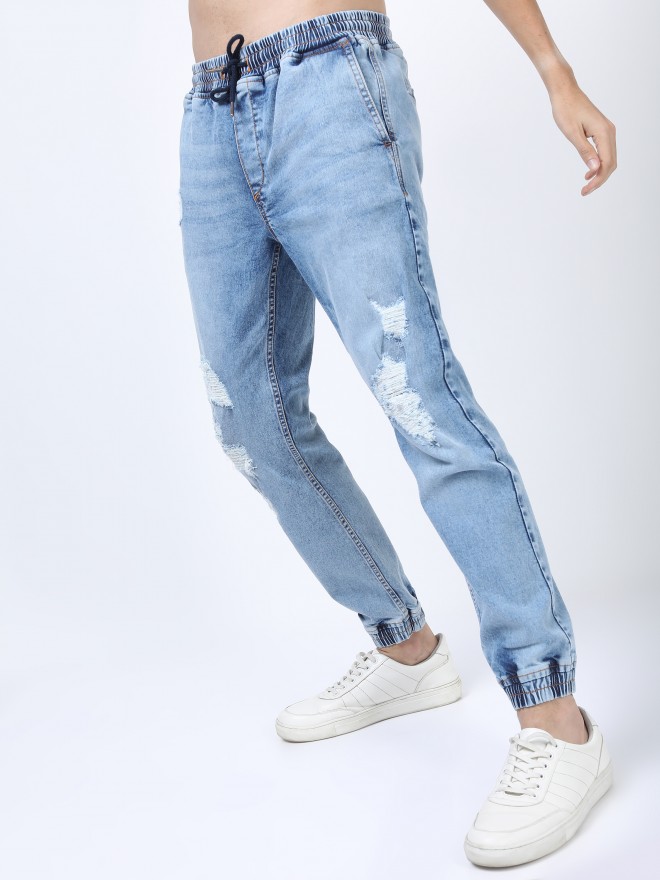 Buy Ketch Light Blue Jogger Highly Distressed Stretchable Jeans for Men  Online at Rs.743 - Ketch
