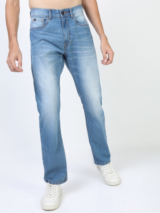 Buy Highlander Light Blue Straight Fit Stretchable Jeans for Men