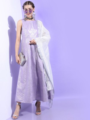Printed A-Line Dress With Dupatta