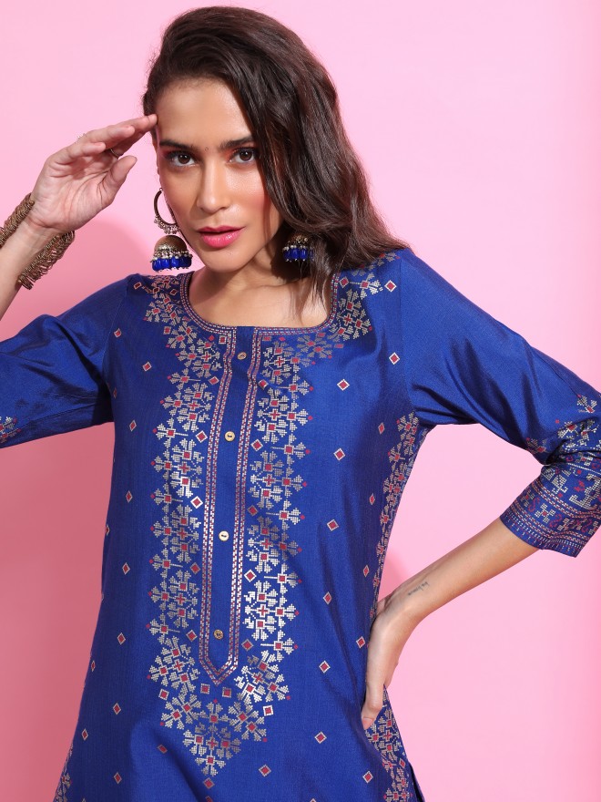 Buy Vishudh Royal Blue Kurta With Trouser for Women Online at Rs.729 ...