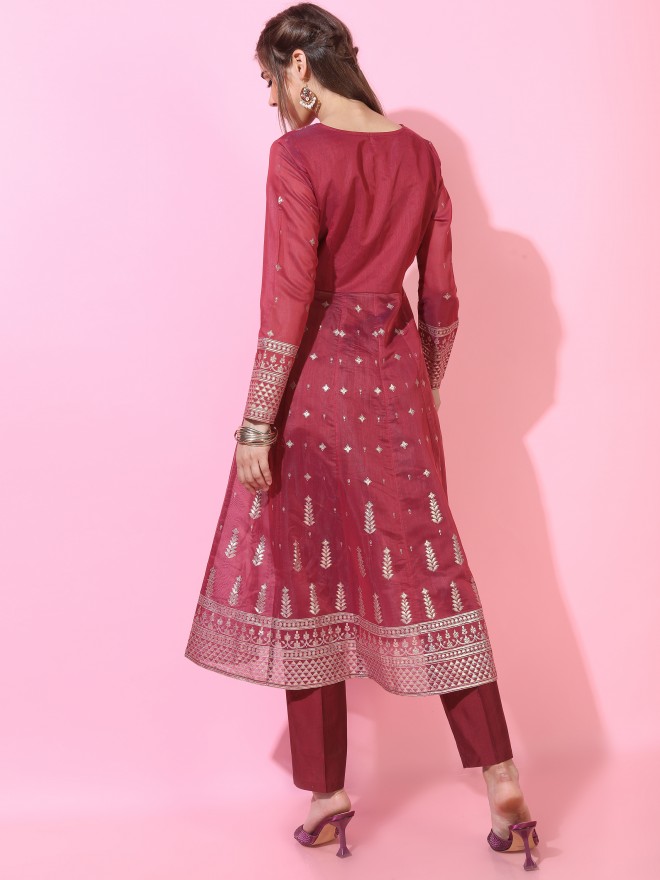 Vishudh Women Red Printed Kurta Sets 