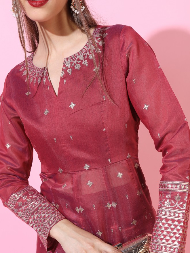 Vishudh Women Red Printed Kurta Sets 