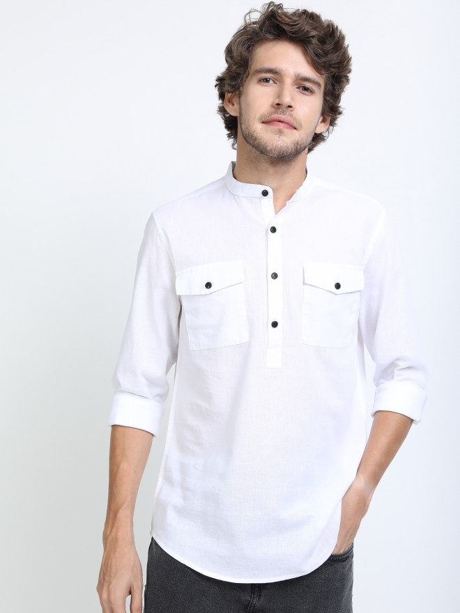 Buy Ketch White Slim Fit Solid Casual Shirt for Men Online at Rs.445 ...