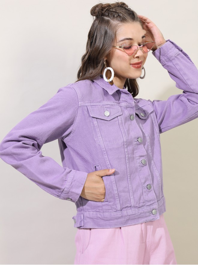 Cropped lilac hot sale denim jacket