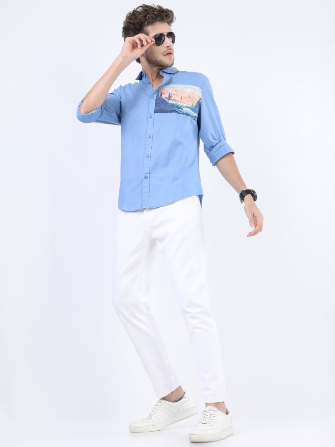 Ketch Men Blue Printed Slim Fit Casual Shirts 