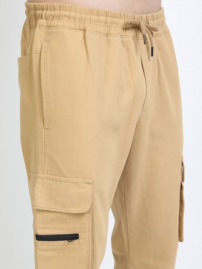 Buy Highlander Beige Regular Fit Solid Cargos for Men Online at Rs.829 ...