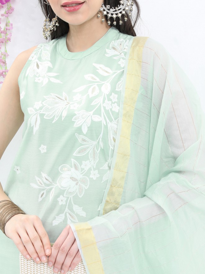 Vishudh Women Green Printed Kurta Sets