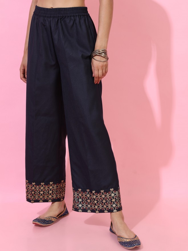 Vishudh Women Navy Blue Printed Kurta Sets 