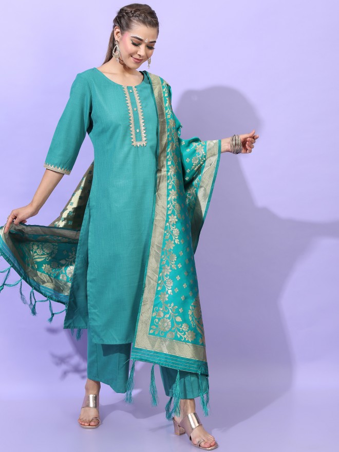 Vishudh Women Green Printed Kurta Sets 