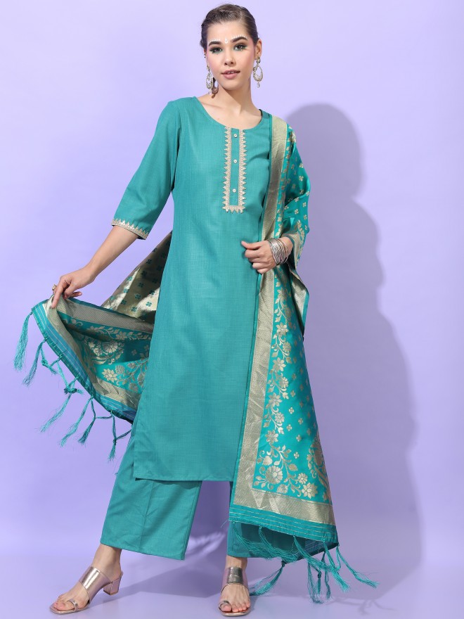 Vishudh Women Green Printed Kurta Sets 