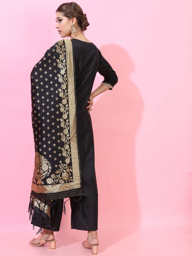 Vishudh Women Black Printed Kurta Sets 