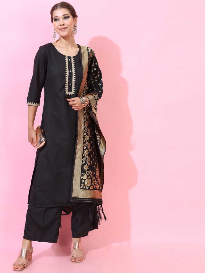 Vishudh Women Black Printed Kurta Sets 